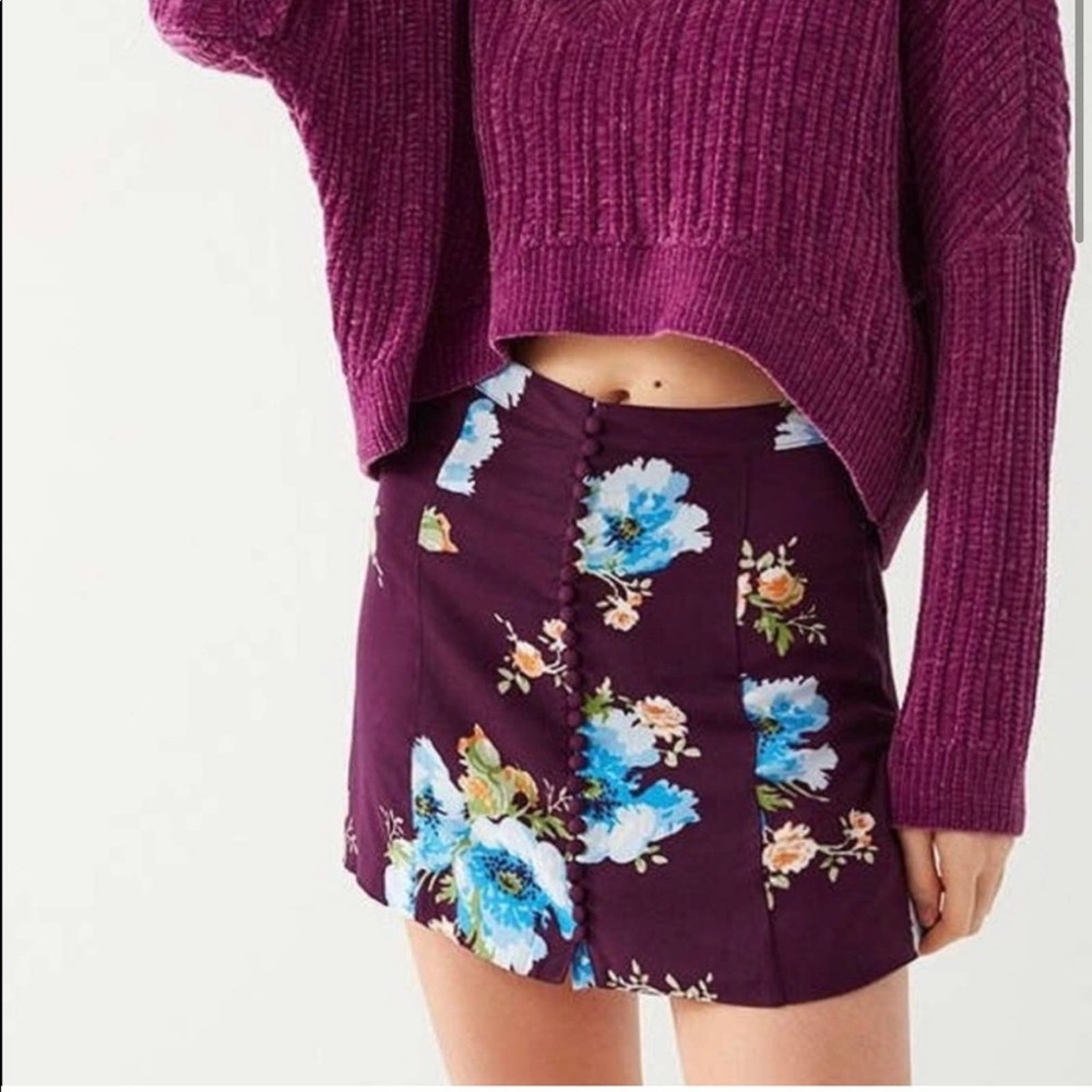 Urban Outfitters• Purple Button-Front Mini Skirt